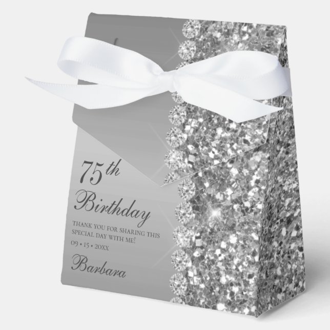 Caja Para Regalos Cumpleaños 75 Elegante Plata (Anverso)