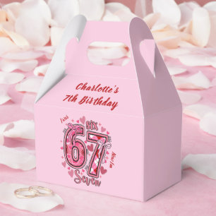 Caja Para Regalos Cumpleaños 7 Seis Siete Tendencia Meme Rosa Niñas