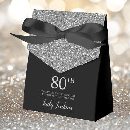Caja Para Regalos Cumpleaños 80 Agradecimiento Brillante de Plata