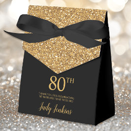 Caja Para Regalos Cumpleaños 80 Agradecimiento Dorado Brillante