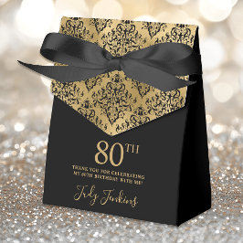 Caja Para Regalos Cumpleaños 80 Agradecimiento en Damasco Dorado