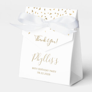 Caja Para Regalos Cumpleaños 80 Elegante Confeti Dorado Blanco