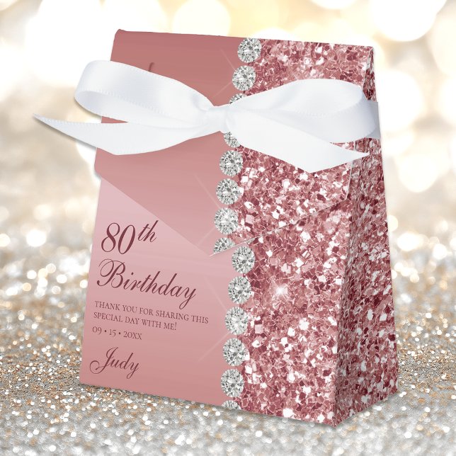 Caja Para Regalos Cumpleaños 80 Elegante Rosa Dorado (Subido por el creador)