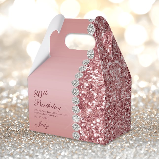 Caja Para Regalos Cumpleaños 80 Elegante Rosa Dorado (Subido por el creador)