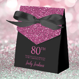 Caja Para Regalos Cumpleaños 80 negro rosa caliente Brillante Agrade