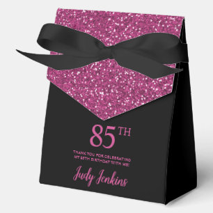 Caja Para Regalos Cumpleaños 85 negro rosa caliente Brillante Agrade
