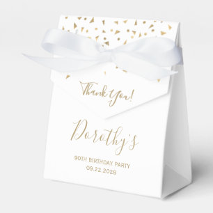 Caja Para Regalos Cumpleaños 90 Elegante Confeti Dorado Blanco