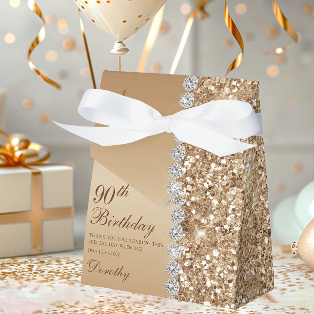 Caja Para Regalos Cumpleaños 90 Elegante Oro (Subido por el creador)
