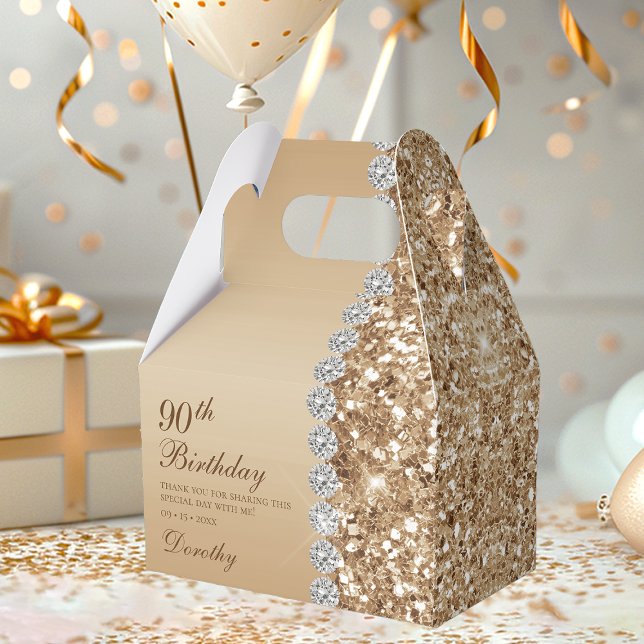Caja Para Regalos Cumpleaños 90 Elegante Oro (Subido por el creador)