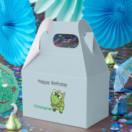 Caja Para Regalos Cumpleaños azul dinosaurios verdes lindos personal