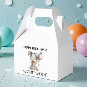 Caja Para Regalos Cumpleaños caprichoso del perro en acuarela