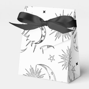 Caja Para Regalos Cumpleaños Celestial Sol Caprichoso Blanco y Negro