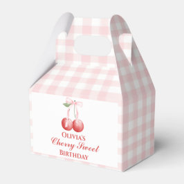 Caja Para Regalos Cumpleaños Cherry Sweet lazo rosa Gingham