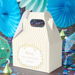 Caja Para Regalos Cumpleaños con lazo amarillo y rayas florales