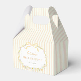 Caja Para Regalos Cumpleaños con lazo amarillo y rayas florales