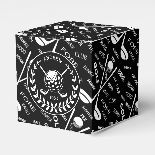 Caja Para Regalos Cumpleaños con temática de golf (Costado Anverso)