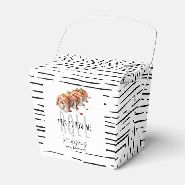 Caja Para Regalos Cumpleaños de Adultos con Sushi Blanco Negro (Front Side)