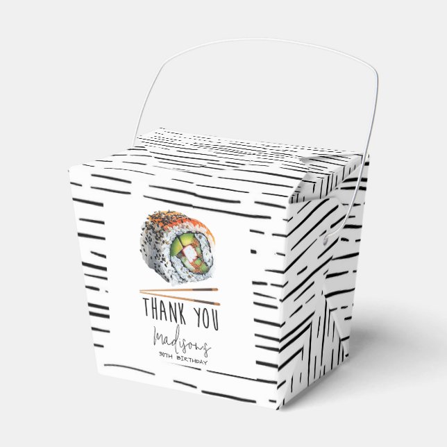Caja Para Regalos Cumpleaños de Adultos con Sushi Blanco Negro (Front Side)