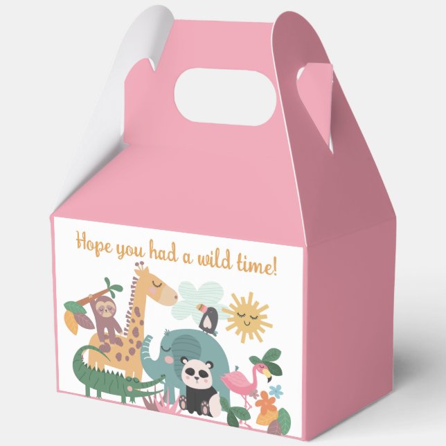 Caja Para Regalos Cumpleaños de Animal Salvaje Rosa (Anverso)