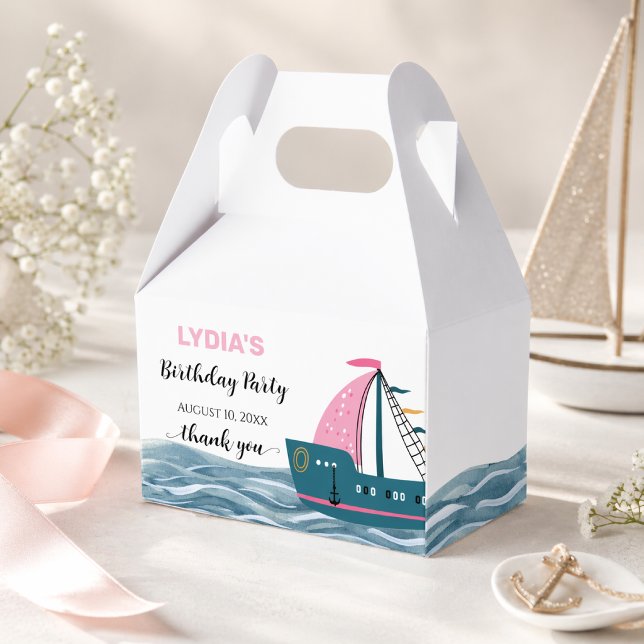 Caja Para Regalos Cumpleaños de bebé a bordo náutico rosa (Subido por el creador)