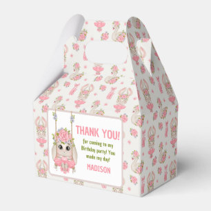 Caja Para Regalos Cumpleaños de chica rosa floral de conejito con te