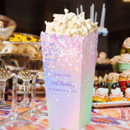 Caja Para Regalos Cumpleaños de confeti rosa holográfico