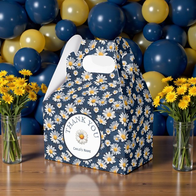 Caja Para Regalos Cumpleaños de Denim Azul con Margaritas  (Subido por el creador)