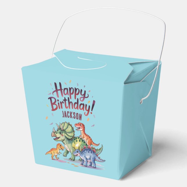 Caja Para Regalos Cumpleaños de Dinosaurios para Niños Personalizado (Anverso)