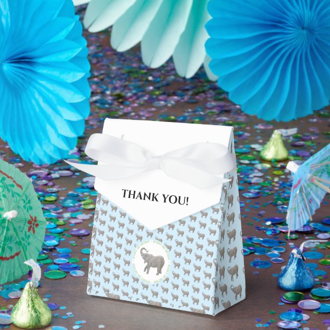 Caja Para Regalos Cumpleaños de elefante bebé azul claro (Fiesta)