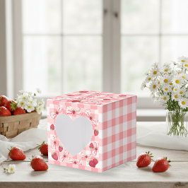 Caja Para Regalos Cumpleaños de Fresa Primer Cumpleaños Cuadrados co