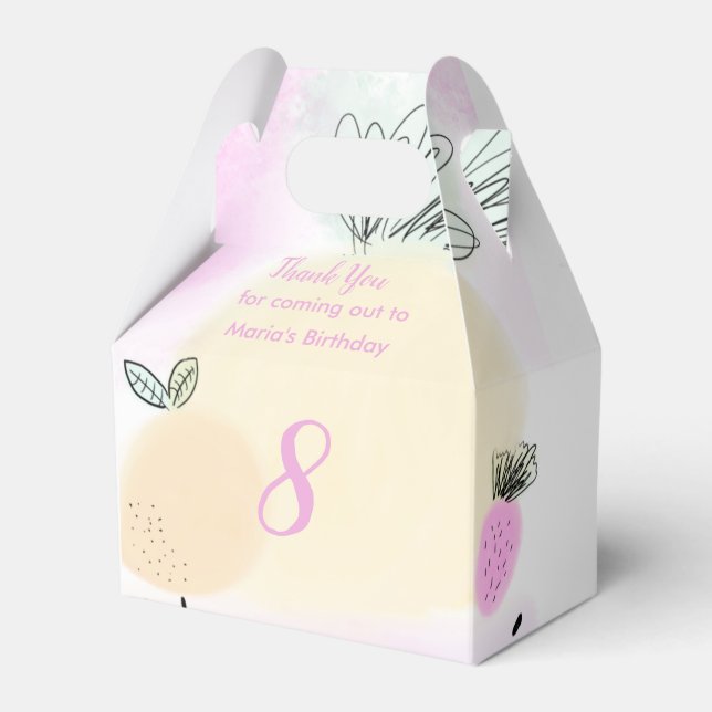 Caja Para Regalos Cumpleaños de Frutas Invitación Acuarela Dibujada  (Front Side)