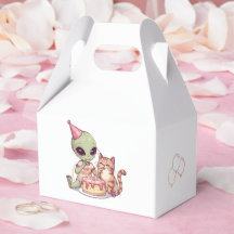 Cumpleaños de gato alienígena de dibujos animados