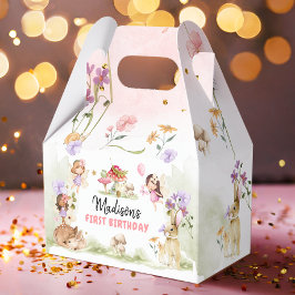 Caja Para Regalos Cumpleaños de Hada 1er Bosque Encantado Floral Niñ