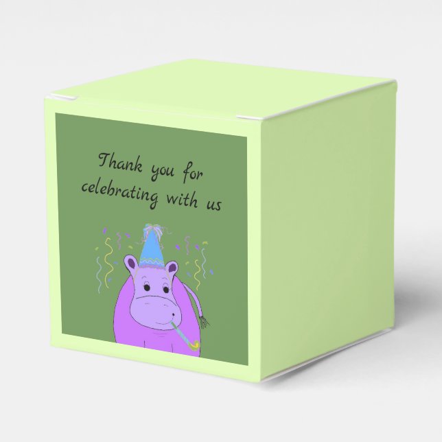 Caja Para Regalos Cumpleaños de Hipopótamo Gracias (Costado Anverso)