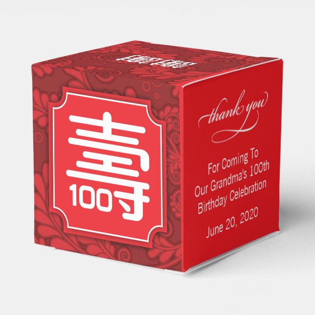 Caja Para Regalos Cumpleaños de la "longevidad" china (100 años de e (Reverso Costado)