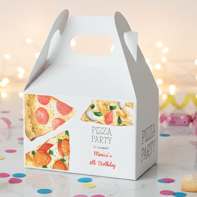 Caja Para Regalos Cumpleaños de la pizza acuarela (Subido por el creador)
