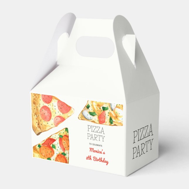 Caja Para Regalos Cumpleaños de la pizza acuarela (Front Side)