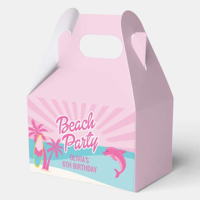 Caja Para Regalos Cumpleaños de la playa Pink Malibu (Anverso)