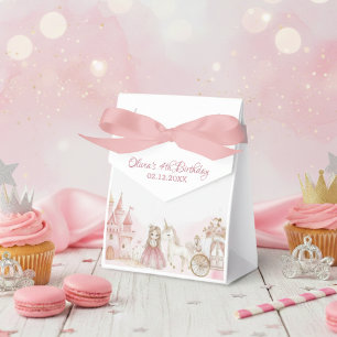 Caja Para Regalos Cumpleaños de la Princesa Rosa Castillo Unicornio