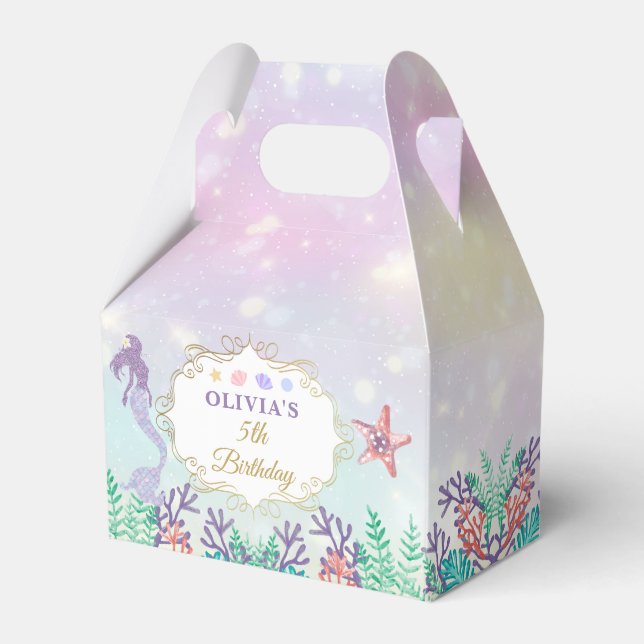 Caja Para Regalos Cumpleaños De La Sirena Bajo El Mar Fiesta Gracias (Front Side)