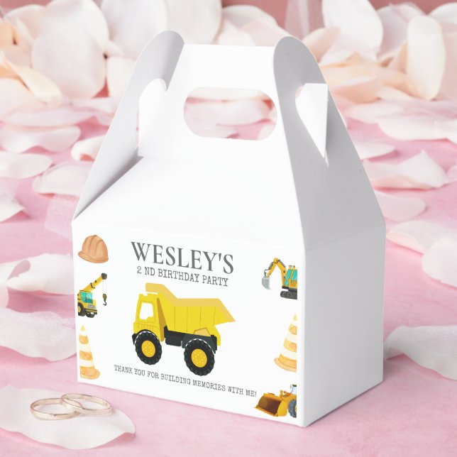 Caja Para Regalos Cumpleaños de los camiones de construcción (Boda)