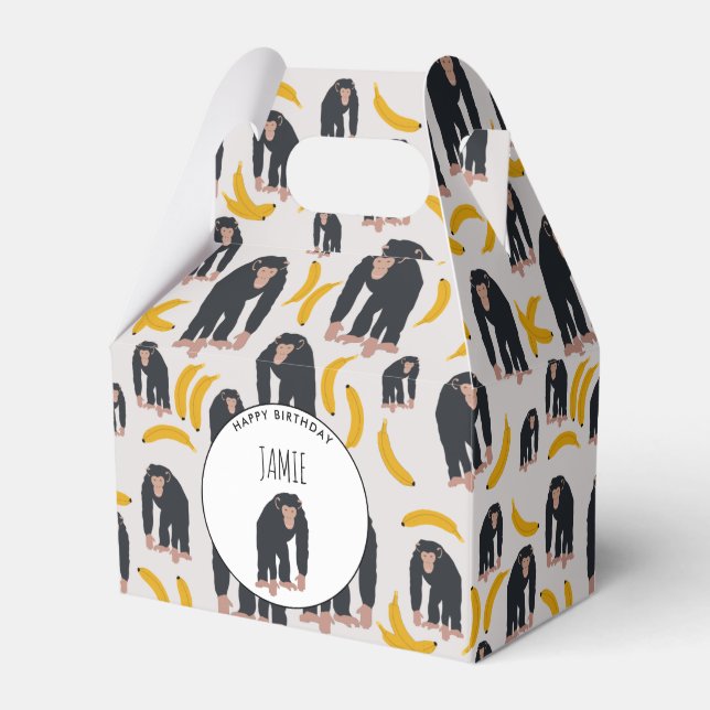Caja Para Regalos Cumpleaños de los Monos y Chimpancés Personalizado (Front Side)