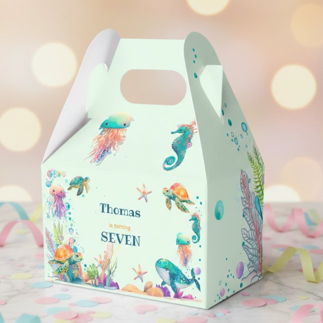 Caja Para Regalos Cumpleaños de los niños de la acuarela Under Sea (Subido por el creador)