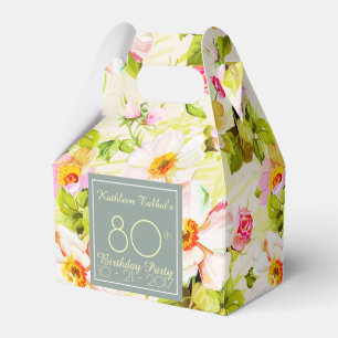 Caja Para Regalos Cumpleaños de los Peonies de los rosas el 80.o le