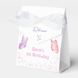 Caja Para Regalos Cumpleaños de Mariposa Rosa Púrpura