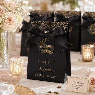 Caja Para Regalos Cumpleaños de máscara de oro negro gracias