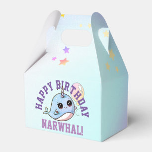 Caja Para Regalos Cumpleaños de Narwhal personalizado con el globo
