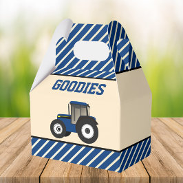 Caja Para Regalos Cumpleaños de niños con tractor azul de granja