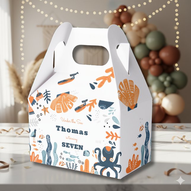 Caja Para Regalos cumpleaños de niños nórdicos bajo el mar (Subido por el creador)