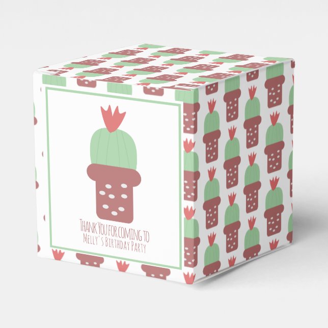 Caja Para Regalos Cumpleaños de planta de cactus lindo agradecimient (Costado Anverso)